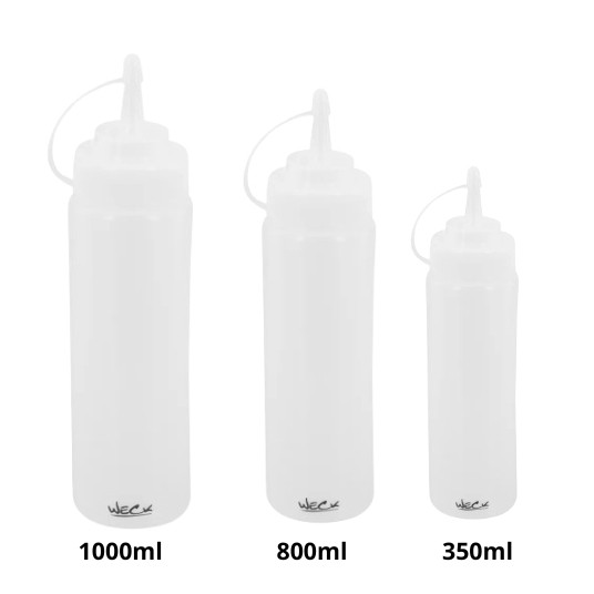 3 Bisnaga Flexível Plástica Para Molho Ketchup Mostarda 1000ml 800ml 350ml Weck