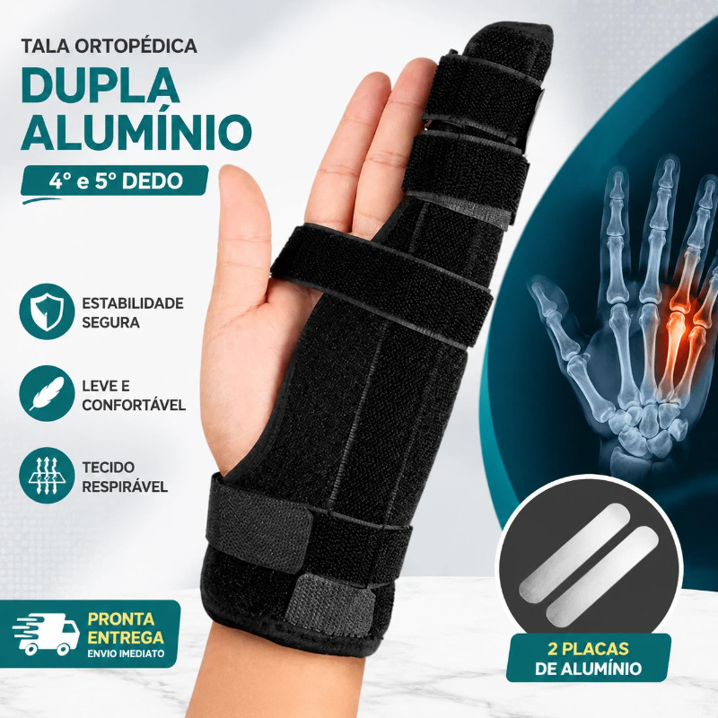 Tala Ortopedica Dupla Alumínio Quarto Quinto Metacarpal Dedo Anelar Mindinho Fratura Sprain