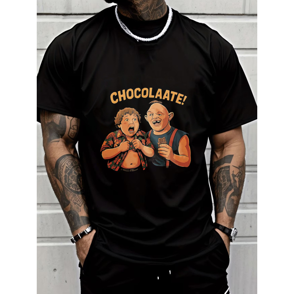 Chocolate, Personagens de Desenho Animado, Um com a Boca Aberta, Um Segurando uma Barra de Chocolate, Expressão Engraçad