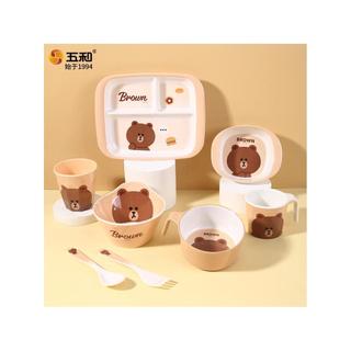 Talheres de melamina infantil urso marrom, alto valor, resistente a choques, Anti-escaldante, compartimento infantil de 