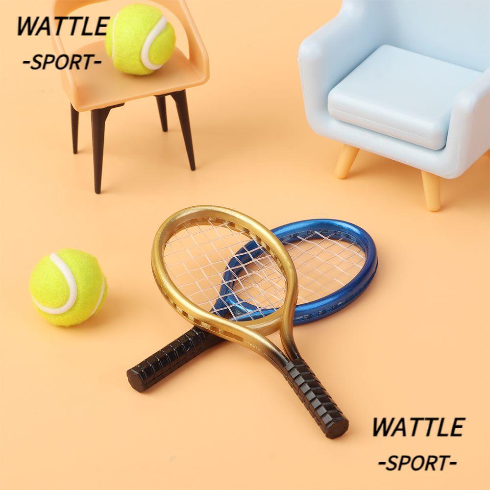 WATTLE 1 Conjunto De Raquete De Tênis Em Miniatura , 5 Cores , Acessório Para Casa De Bonecas , Jardim Infantil , Mini E