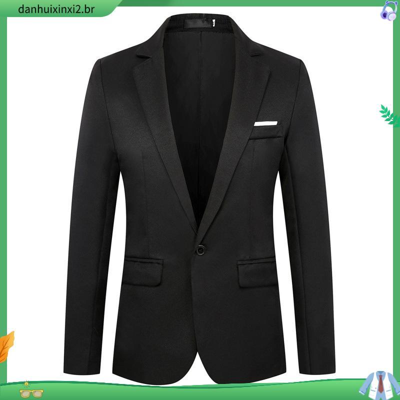 Site siterout.mx Moda Masculina Cor Sólida Manga Longa Lapela Slim Fit Blazer Terno Casaco Outwear