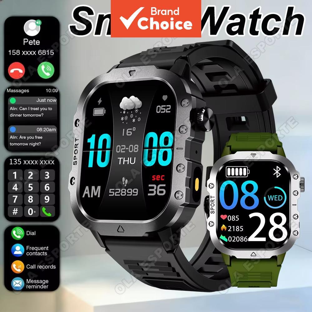 Novo Relógio Inteligente Masculino com Lanterna LED, Chamada Bluetooth, Lembrete de Mensagem, Contador de Passos,