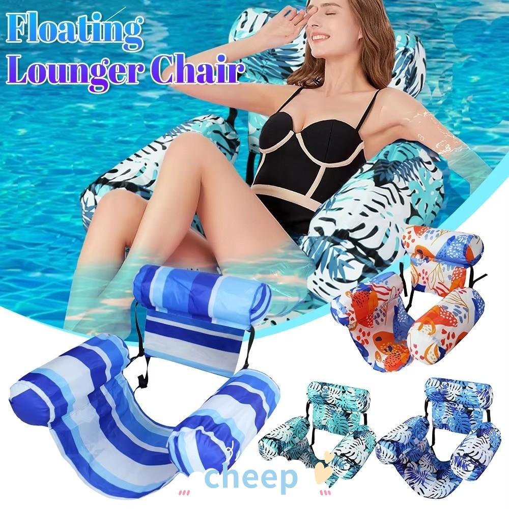 Bóia De Piscina Inflável CHEEP , Cadeira Espreguiçadeira Flutuante Dobrável , Com Braço E Encosto Cama