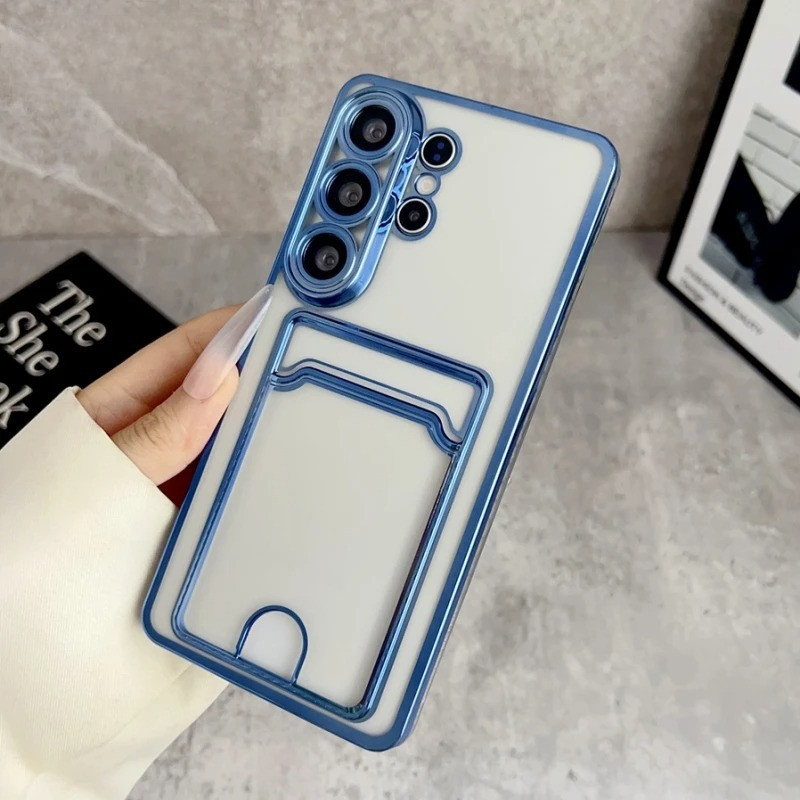 Carteira De Bolso Para Cartão , Capa Transparente Samsung Galaxy A55 A56 A26 A72 A52 A12 A54 A53 A36 A13 5G Revestida
