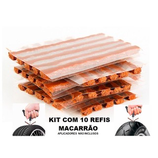 KIT 10 REFIL BORRACHARIA MACARRAO REPARO PNEU SEM CAMARA