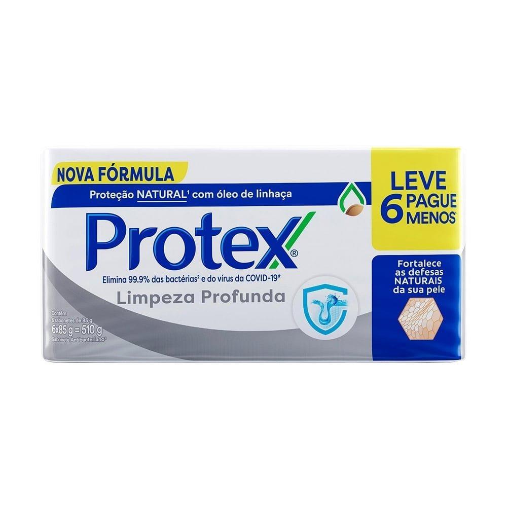Sabonete em Barra Protex Limpeza Profunda Antibacteriano 85g - Embalagem com 6 Unidades
