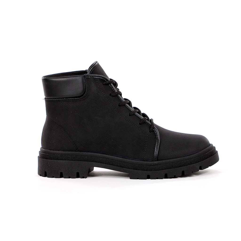 Bota Coturno Moleca Veluna Cano Curto Preto - Feminino