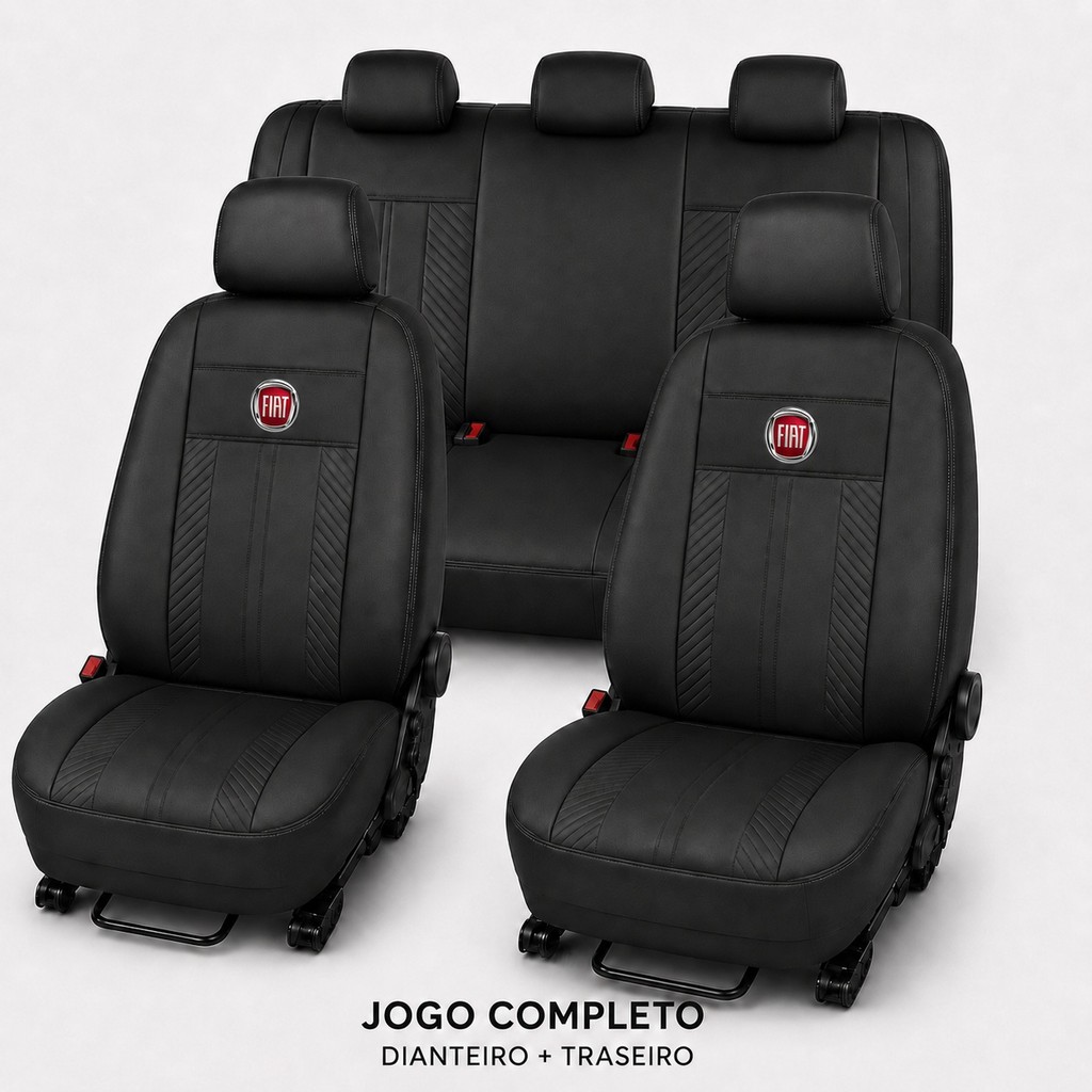 Capa De Banco Automotiva Couro Ecológico Jogo Completo Para Carro Fiat Uno Siena Palio Punto Premium