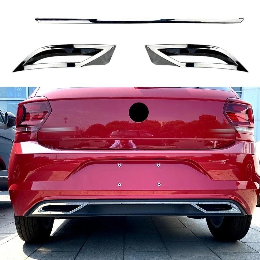 3 Pçs Para VW Polo 6 MK6 Amortecedor Traseiro Difusor Spoiler Saída De Ar Tira De Escape Capa Guarnição 2017-2021 Pré-fa