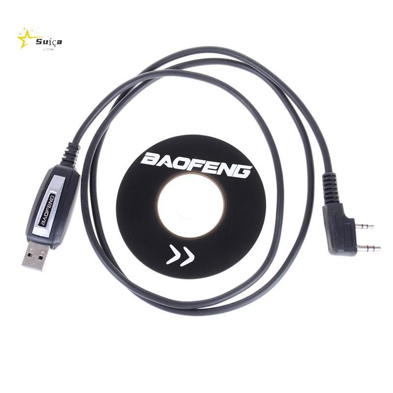 Awhrtwb 1 Conjunto De Cabo De Programação USB 2 Pinos Com CD De Software Para Rádios Baofeng UV-5R BF-888S Novo