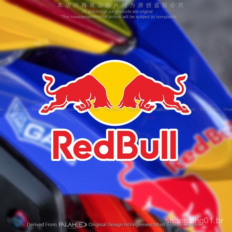 Adesivo Refletivo Red Bull para Carro, Logo de Patrocinador, Adesivo Decorativo para Motocicleta Modificada Off-Road B5Y