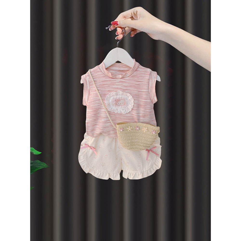Meninas terno roupas de verão 2026 novo estilo crianças moda roupas bebê colete Shorts de duas peças verão na moda