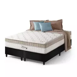 Cama Box Queen Bipartido Preto + Colchão Molas Ensacadas Pillow In Zidi Houston 158x198x65cm