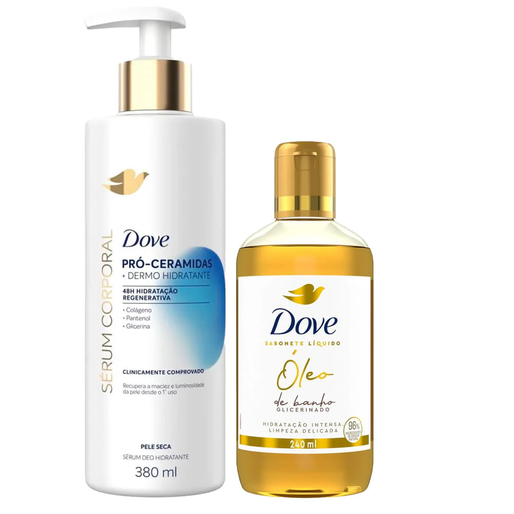 Kit Dove Sérum Corporal Pró-Ceramidas 380ml + Óleo De Banho Glicerinado 240ml