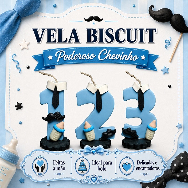 Vela Personalizada Poderoso Chefinho Biscuit Topo Bolo Aniversário Porcelana Fria