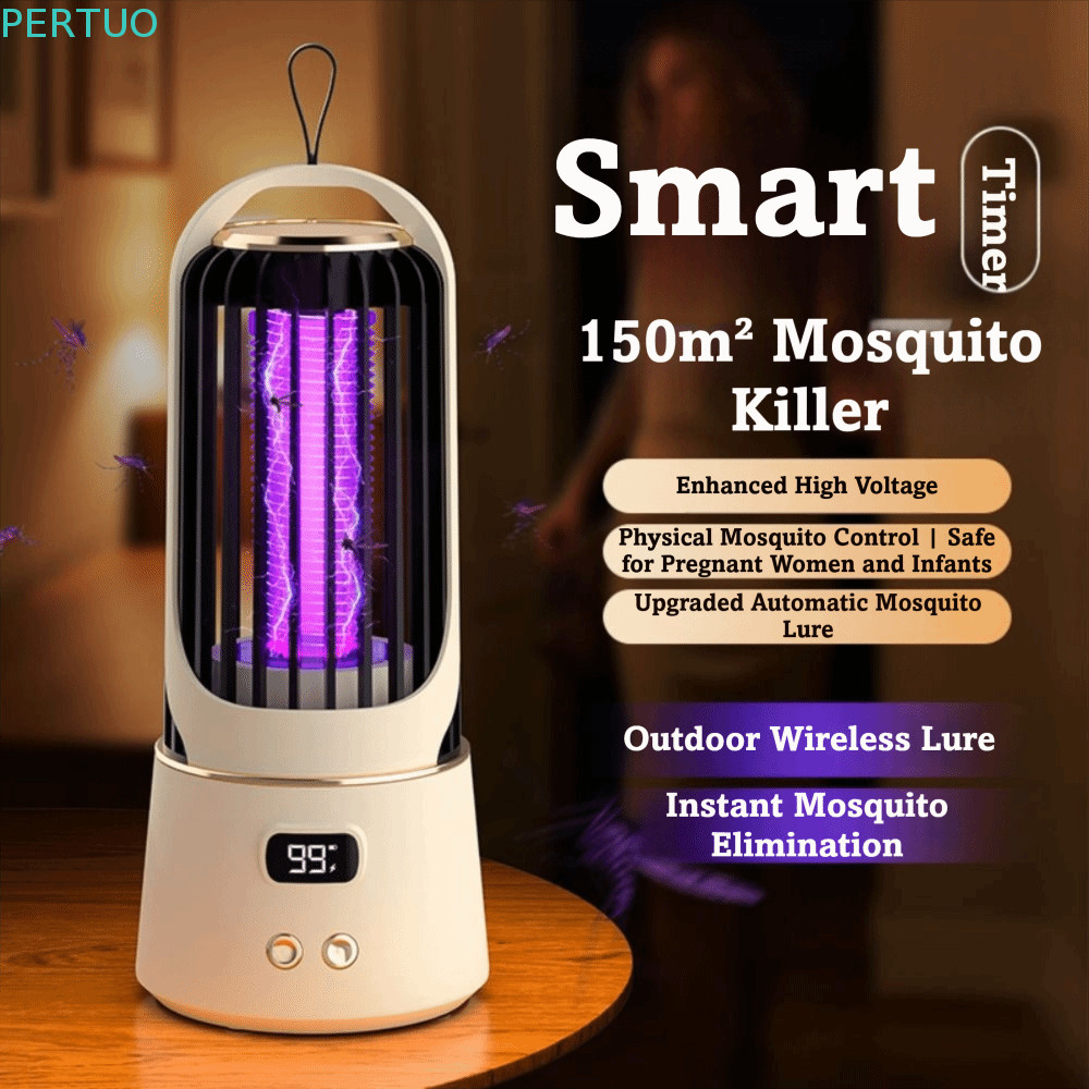 Lâmpada PERTUO Mosquito Zapper , Armadilha UV Poderoso Assassino Silencioso De Insetos , Dispositivo Repelente De Mosqui