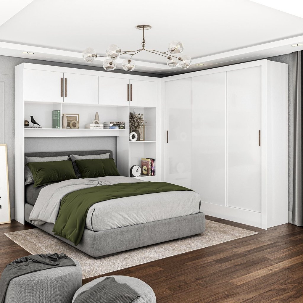 Guarda-Roupa Casal Modulado 4 Portas Santiago 3 Portas 5 Gavetas Branco Branco