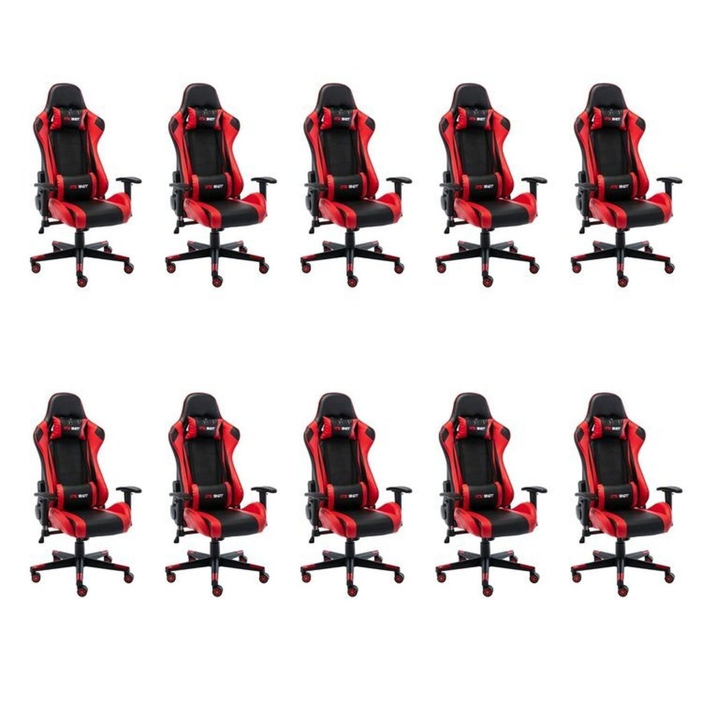 Kit 10 Cadeiras Gamer Giratória One Shot Preto/Vermelho Preto/Vermelho