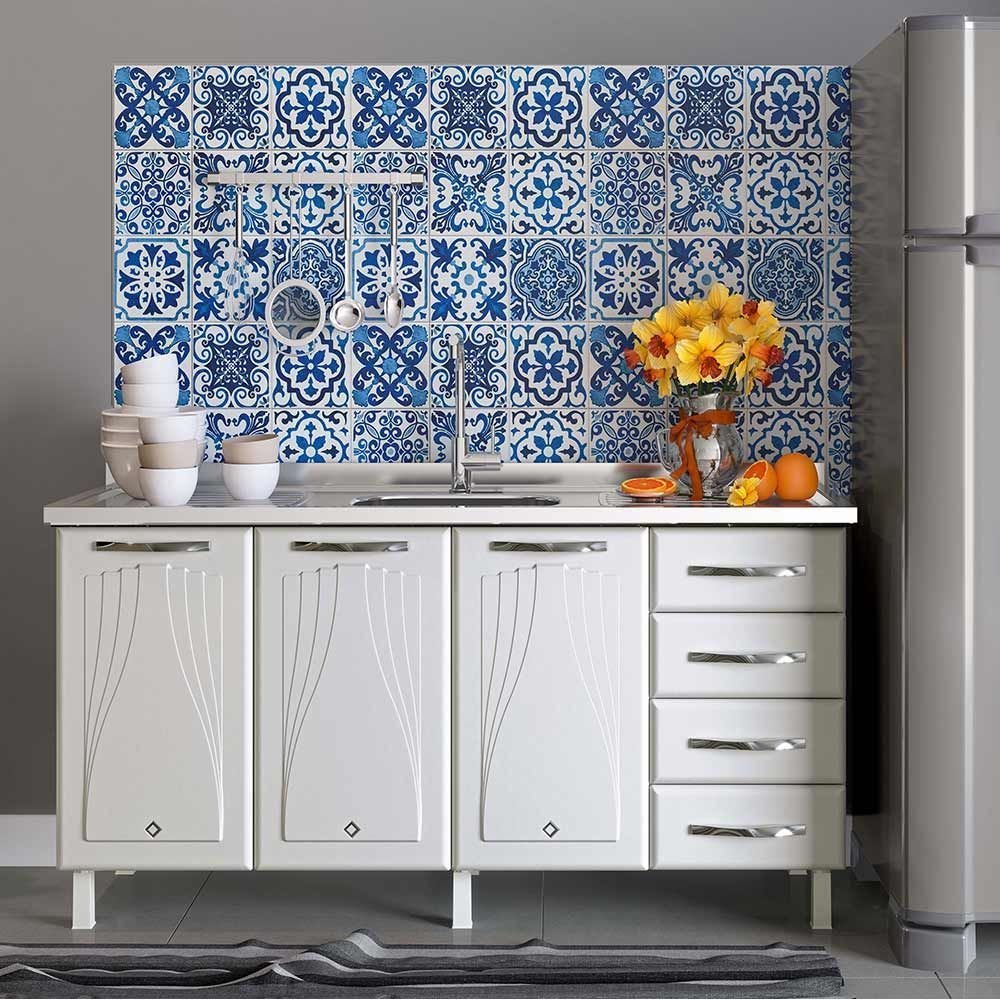 Balcão de Cozinha Aço Triplo Star New Branco Branco