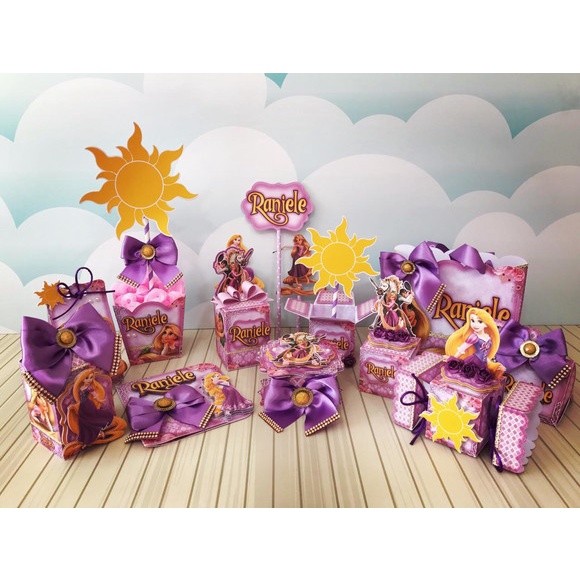 Kit Caixinhas Lembrancinha Personalizada Rapunzel Enrolados Aniversário Festa Infantil