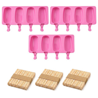 Kit 12 Cavidades Picolé Magnum Sorvete 3 Formas Silicone