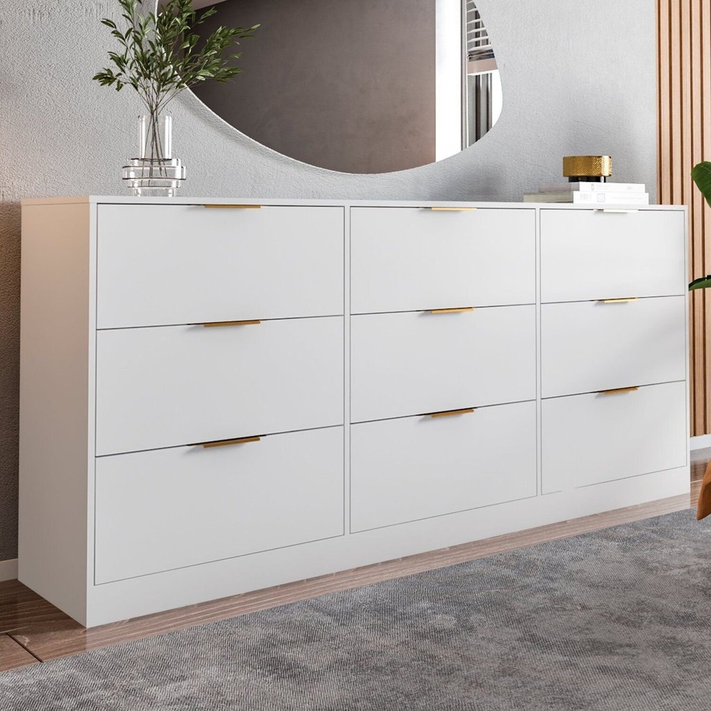 Cômoda para Quarto com 9 Gavetas 200x90cm Sun Yescasa Branco