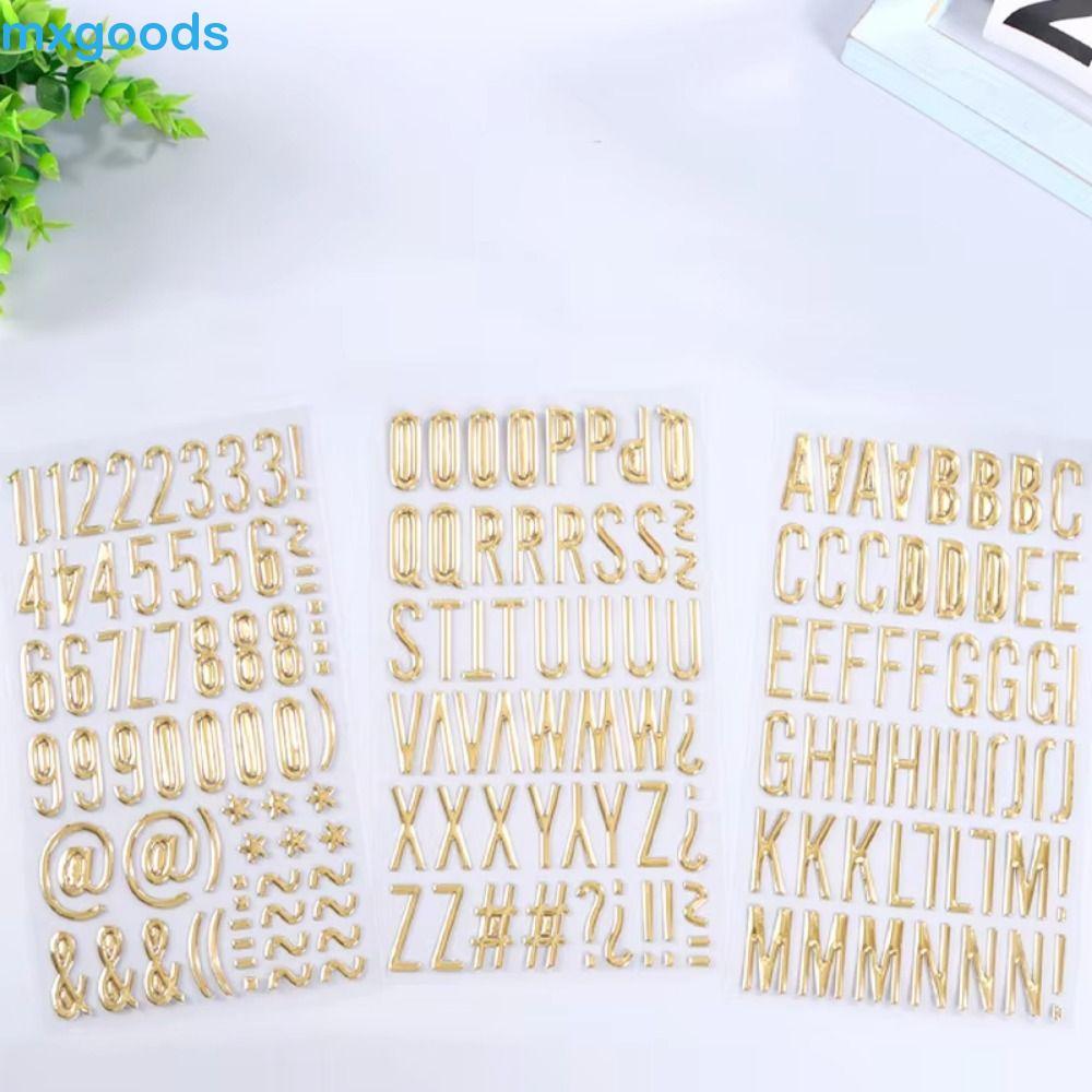 MXGOODS1 3 Folhas De Adesivos De Letras Douradas , Alfabeto 3D Autoadesivos À Prova D'água , Design De Bolha
