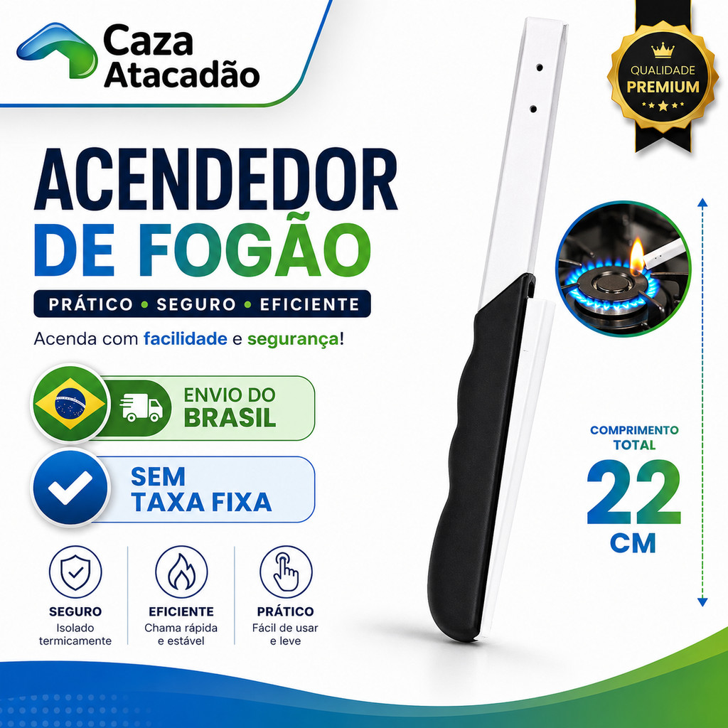 Acendedor de Fogão Linha Premium Multi Disparos 22 cm Kit Para Cozinha e Restaurantes