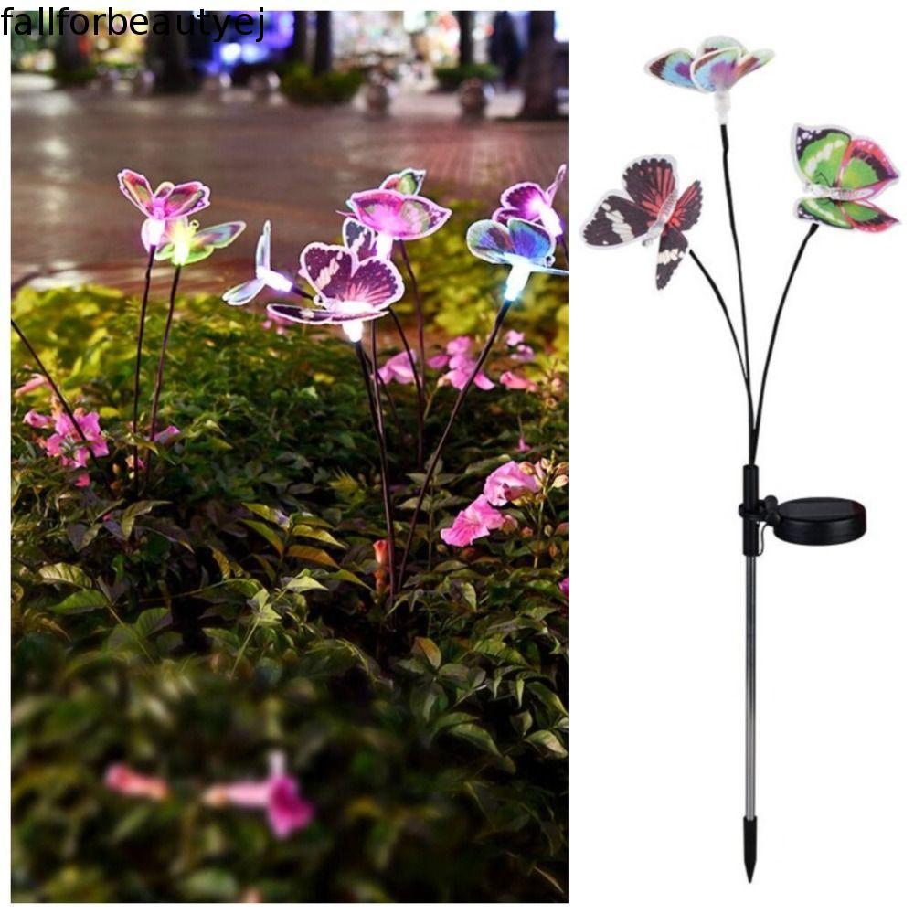Lâmpada Borboleta Movida A Energia Solar FALLFORBEAUTYEJ , Luzes De Estaca De 3 Cabeças , De Chão De Jardim Realista