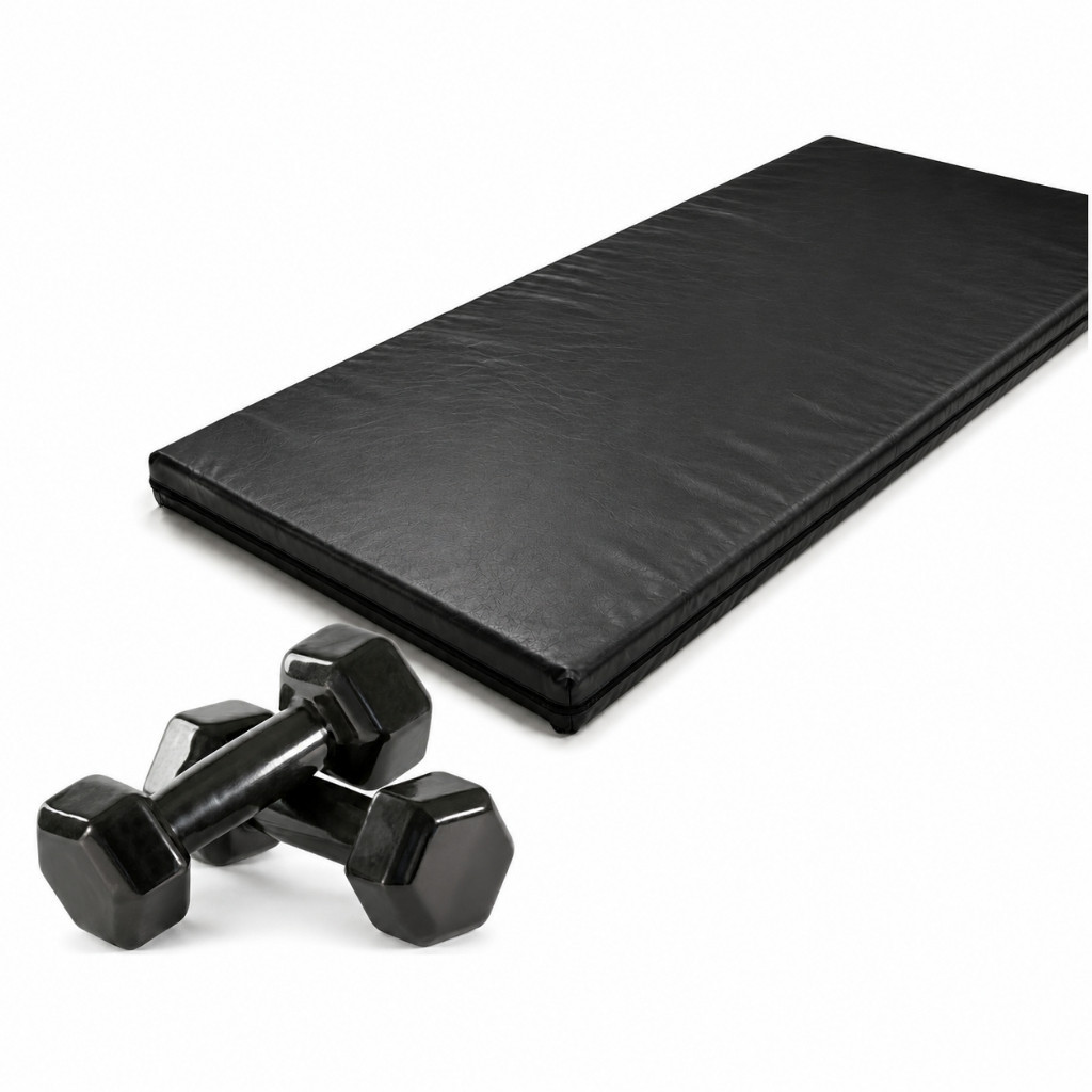 Oferta! Kit Fitness Completo Par de Halteres Sextavado Emborrachado 4kg + Colchonete Academia Preto 90x40x3cm
