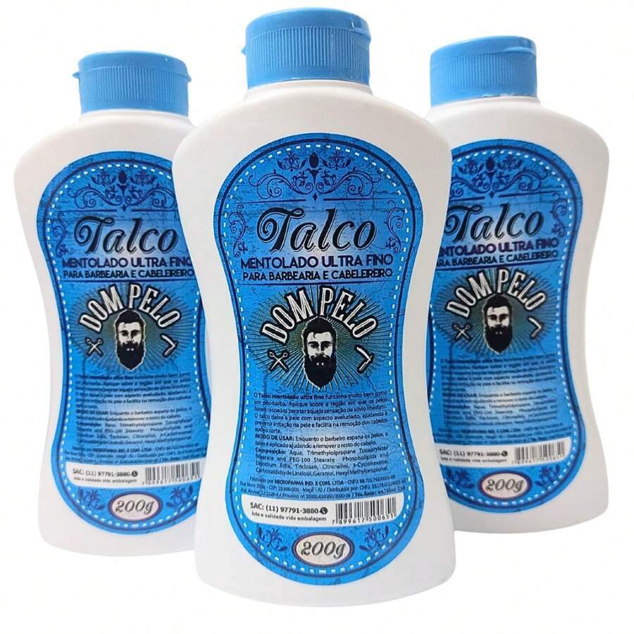 Talco Dom Pelo Mentolado Para Barbeiro Profissional 200g