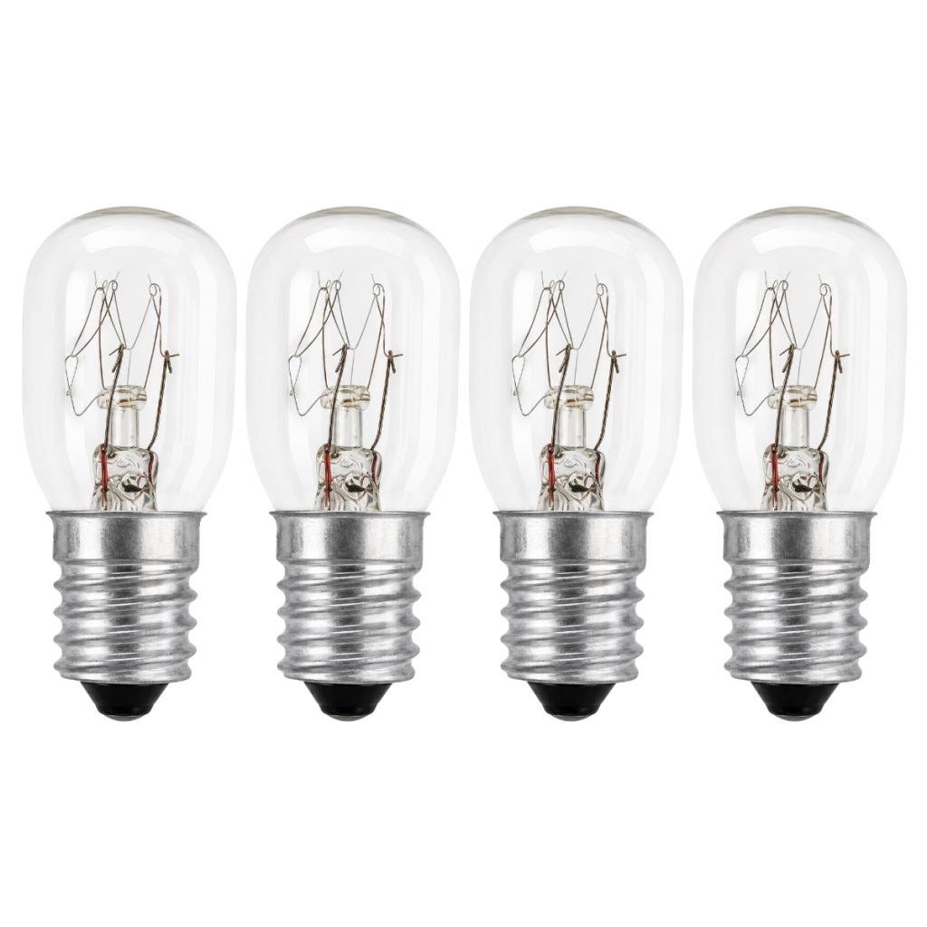 Kit 4 Mini Lâmpada Incandescente E14 Tubular para Uso em Geladeira Refrigerador 127V 15W Bestfer