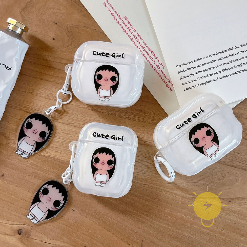 Capa Capinha Case For AirPods 4 / Pro3 / Pro2 / Pro / 3 / 2 / 1 TPU Chain Headset Wave Shape Wave Shape