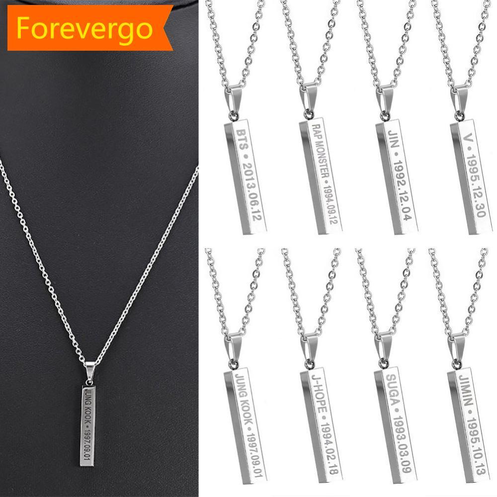 forevergo KPOP Bangtan Boys BTS SUGA JIMIN JUNG KOOK V JIN JHOPE Pingente Colar De Aço Inoxidável I5J5