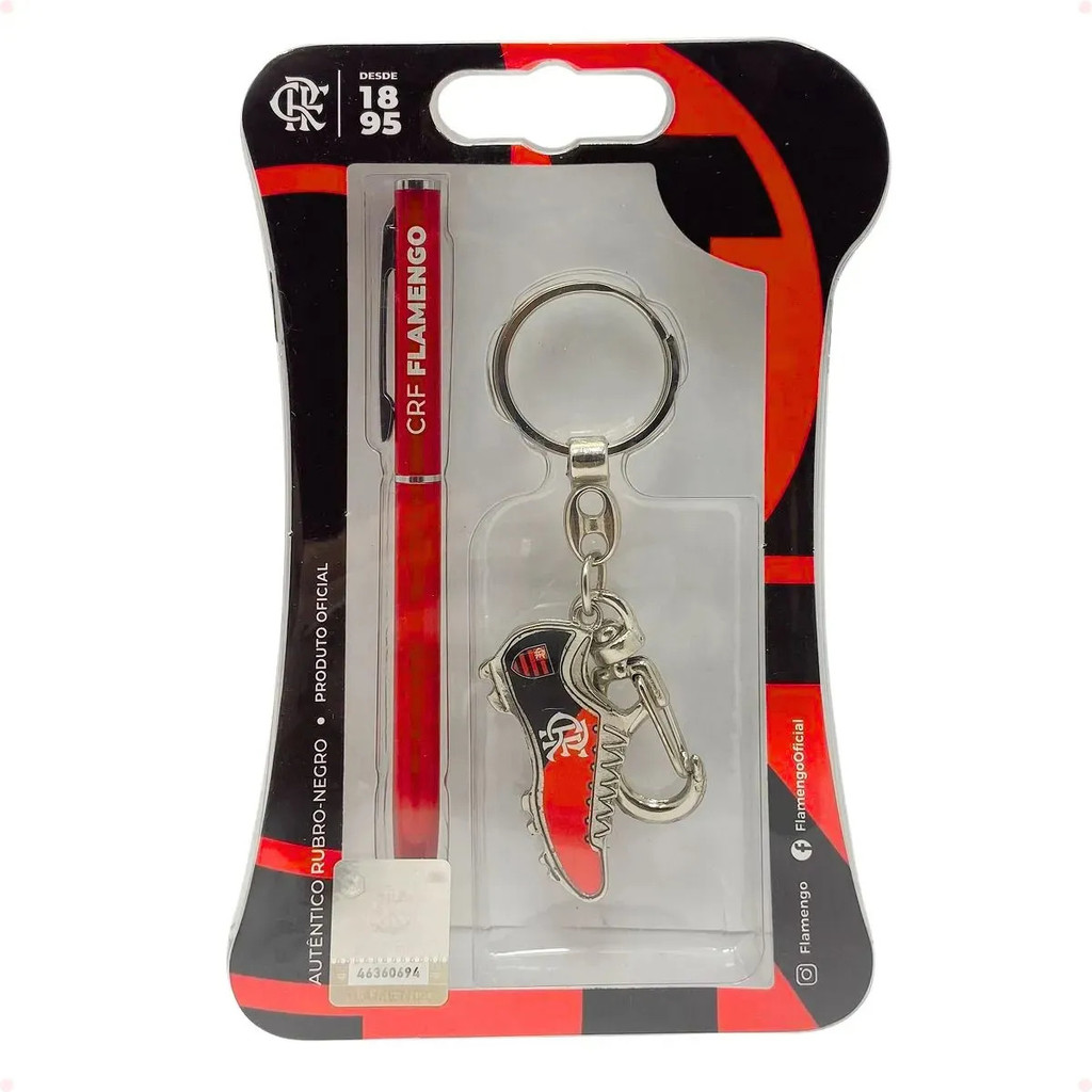 Kit Caneta E Chaveiro Do Flamengo Oficial Presente Suvenir
