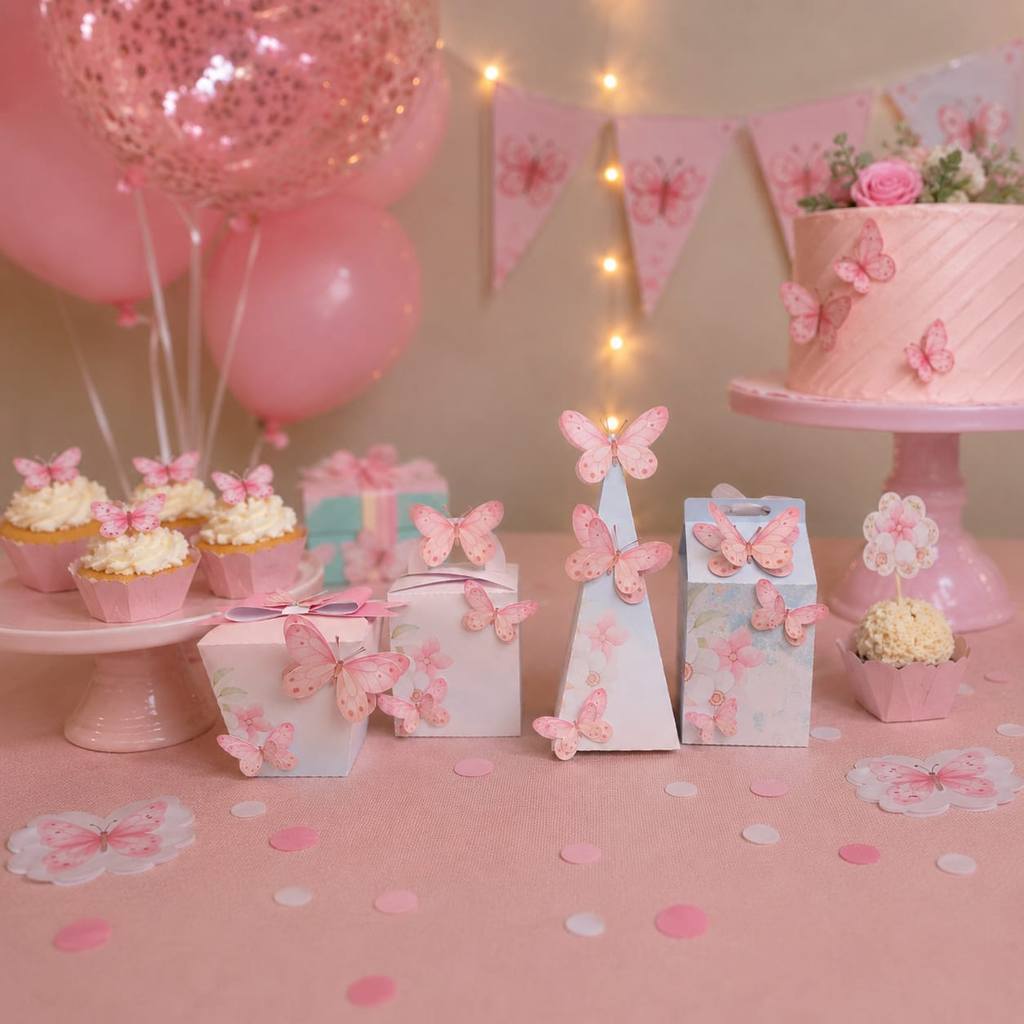 Kit Festa Pegue e Monte Borboleta Rosa Jardim Encantado Caixinha Lembrancinha Infantil Personalizada