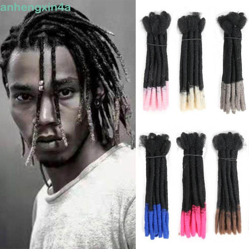 ANHENGXIN Preto Reggae Peruca Tranças De Cabelo Sintético Fibra Resistente Ao Calor Afro Feminino Masculino Macio Natura