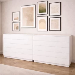 Kit 2 Cômodas 5 Gavetas Espresso Móveis Branco Branco