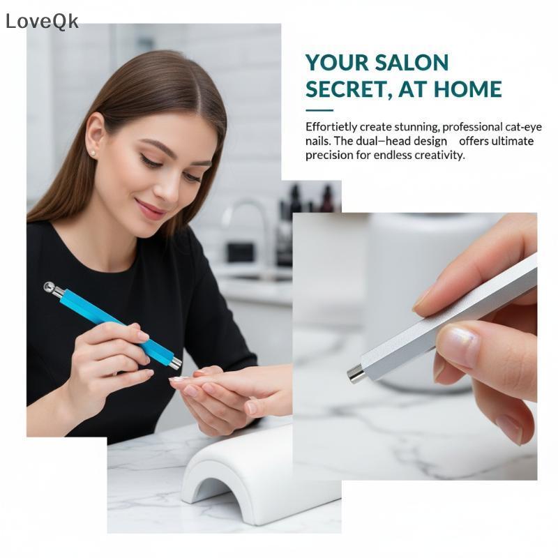 LoveQk Caneta Magnética Para Unhas De Olho De Gato , Bola De Aço De Duas Cabeças Manicure DIY E Serviços De Salão De Bel