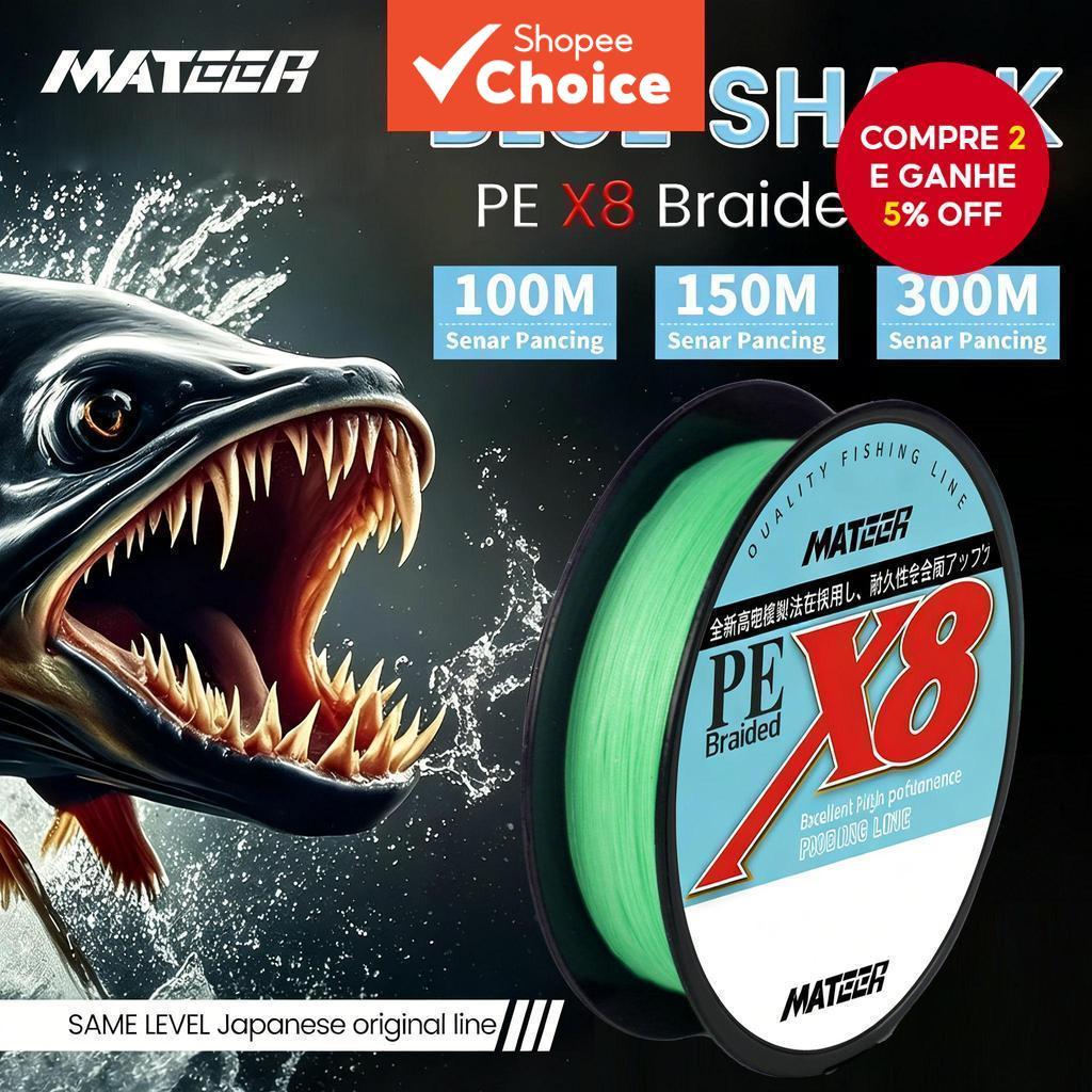 Linha De Pesca De Tubarão SEAHUNTER PE X8 Trançada , 100-300m 15-70lb Multifio Azul Para Serviços Pesados