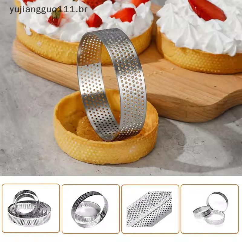 # Novo 5/6/7/8CM Clássico 304 Aço Inoxidável Mousse Anel Bolo Molde Com Buraco Tart Inferior Torre Torta De Frutas Quich