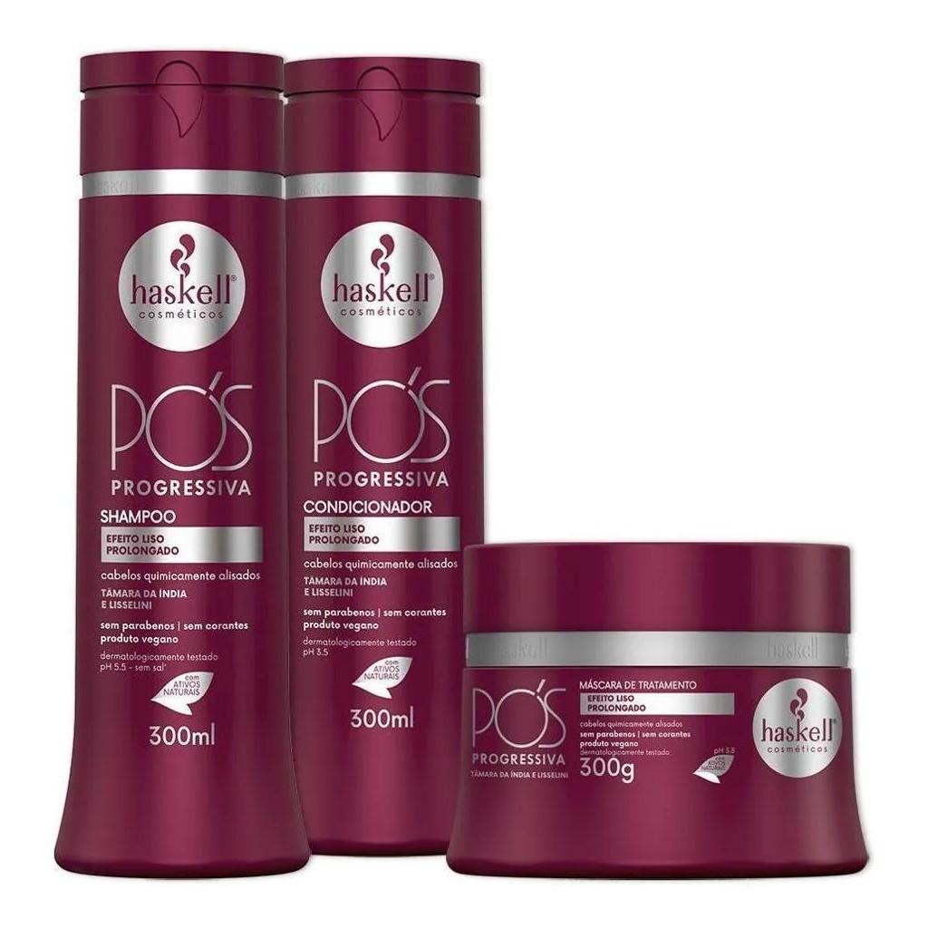 Kit Shampoo Cond e Máscara Pós-progressiva 300ml Haskell