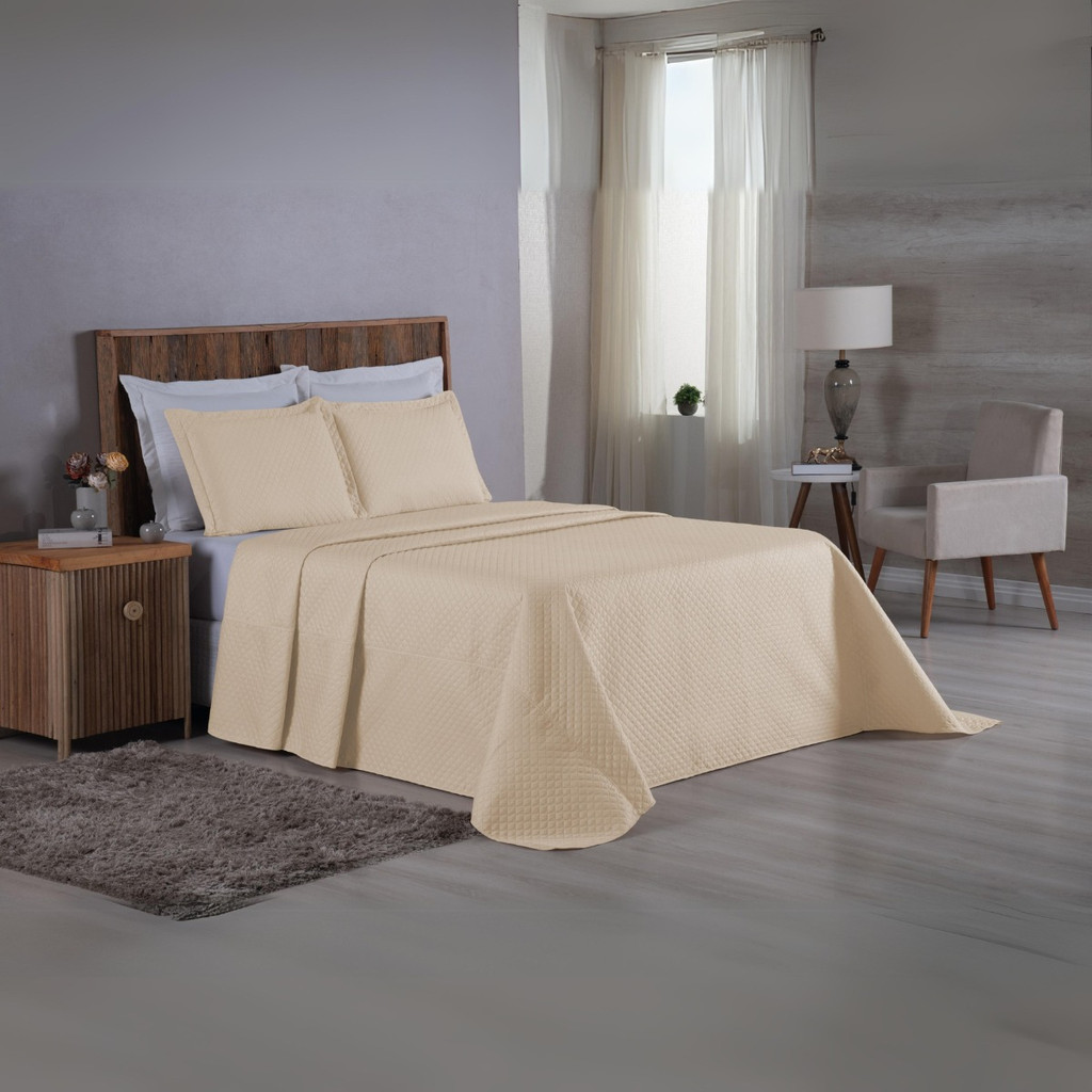 Colcha Cobre Leito Viena King 03 Pçs Toque Sofisticado Macio