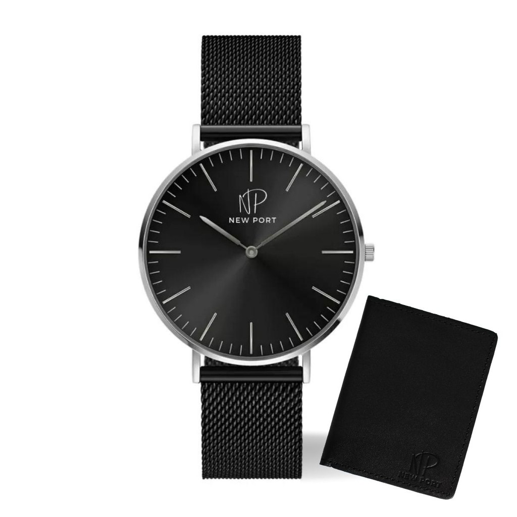 Relógio Masculino Clássico New Port Elegante + Carteira