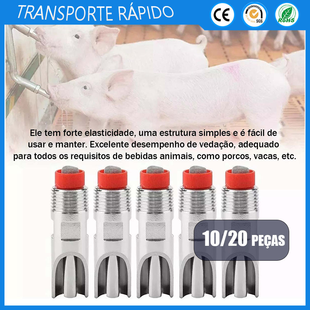 10/20x Bebedouro com bico para porcos em aço inoxidável, 1/2, bebedouro automático para porcos