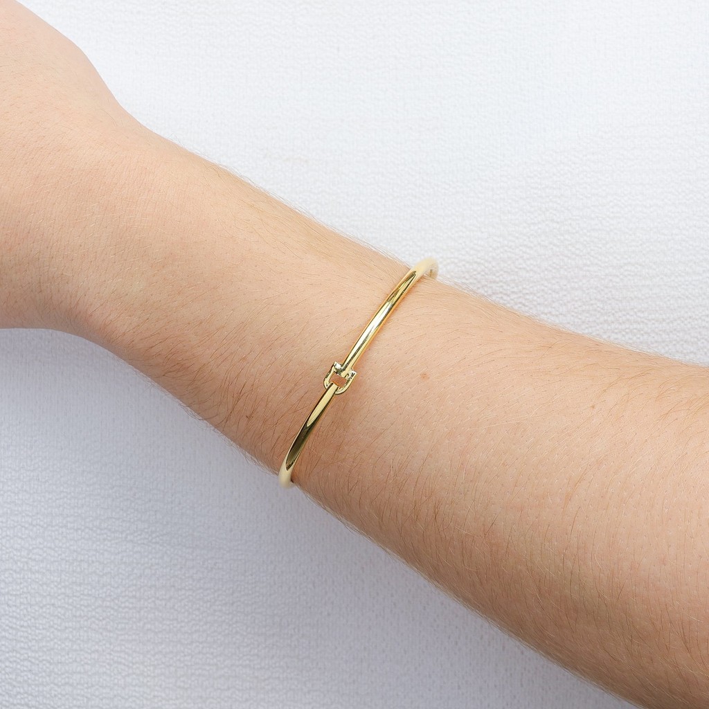 Bracelete Liso com Fecho Banhado a Ouro 18K - D France Semijóias