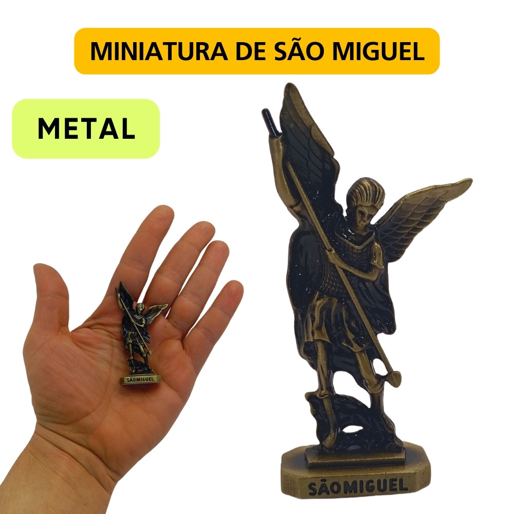 Mini Enfeite de São Miguel Metal 7 cm Para Painel De Carro Catolico