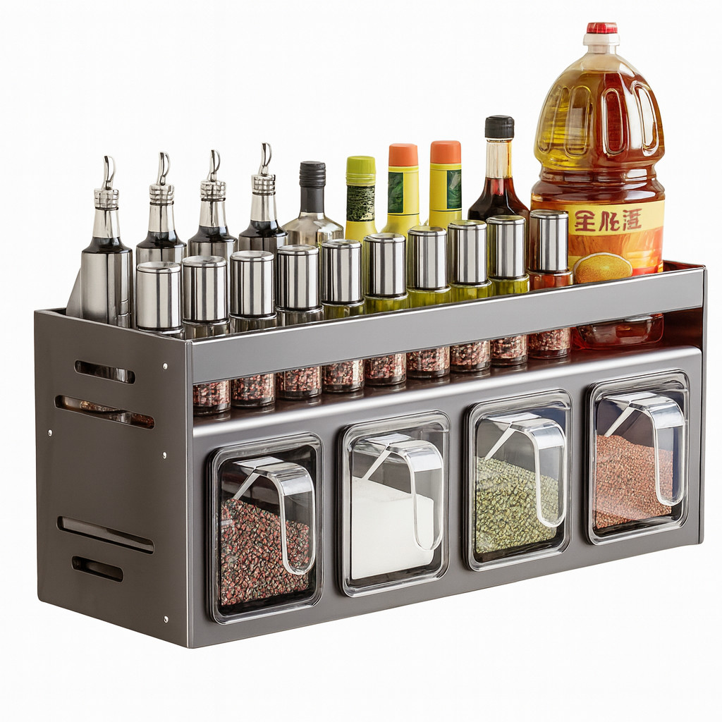 Prateleira de Temperos Inox para Parede 35cm Organizador de Cozinha