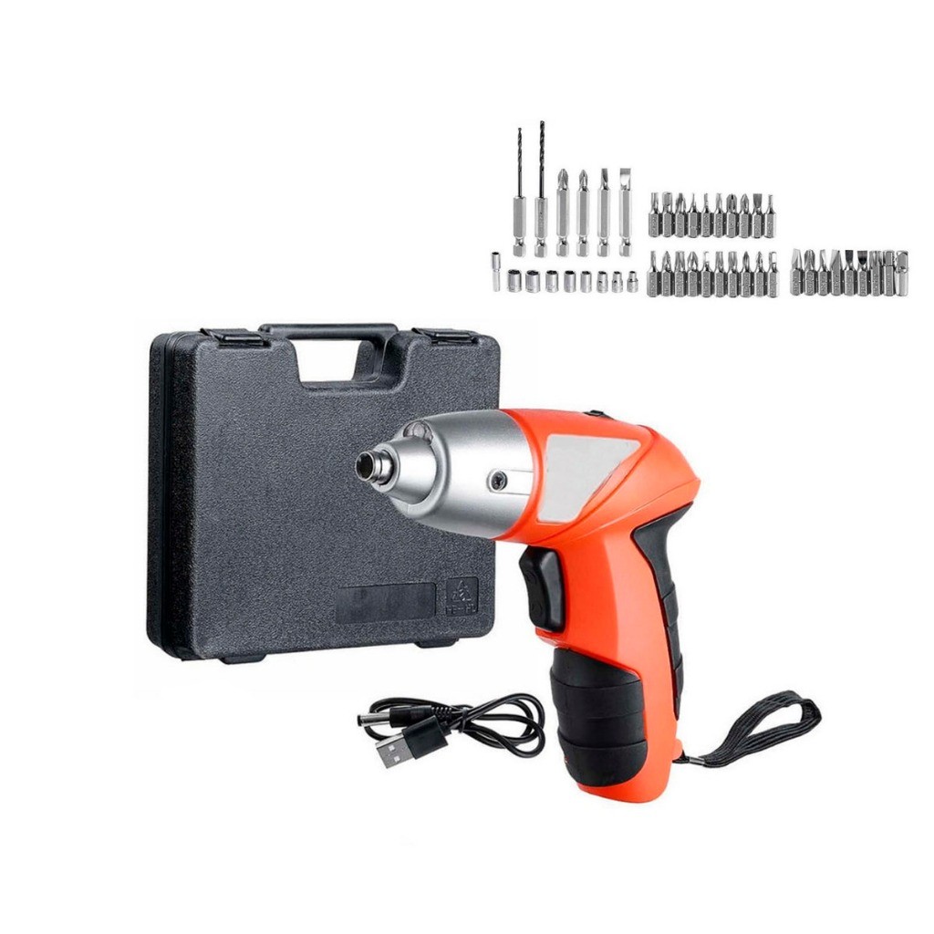Furadeira Elétrica Parafusadeira 45 Peças Sem Fio 220rpm 100V/240V com Kit Maleta